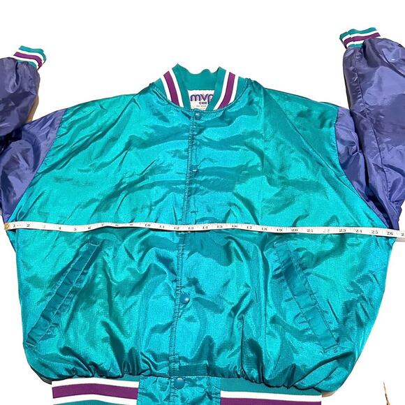 Vintage MVP Corp Blue and Purple Satin Sports Jacket Women's S Small - Picture 6 of 7